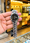Premium Black Dial Silver Stainless Steel Quartz Watch