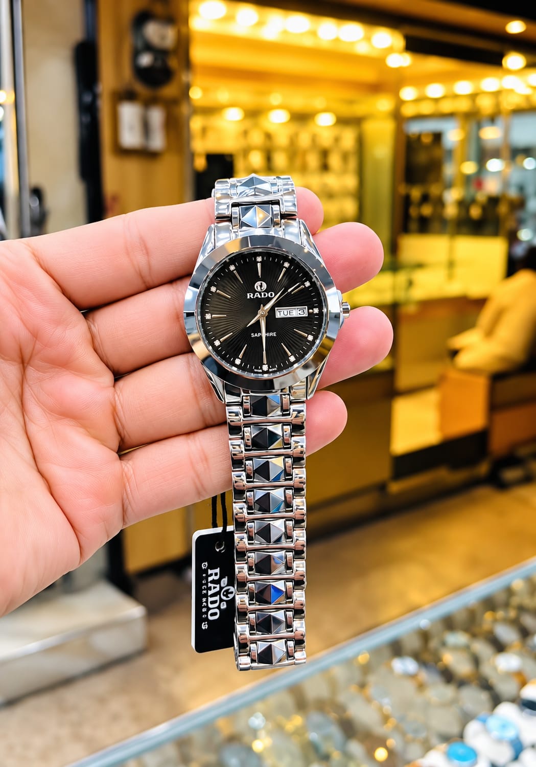 Premium Black Dial Silver Stainless Steel Quartz Watch